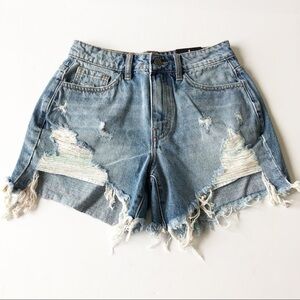 Fashion Nova Womens Summer Haze Distressed Denim Cut Off Shorts Size 24